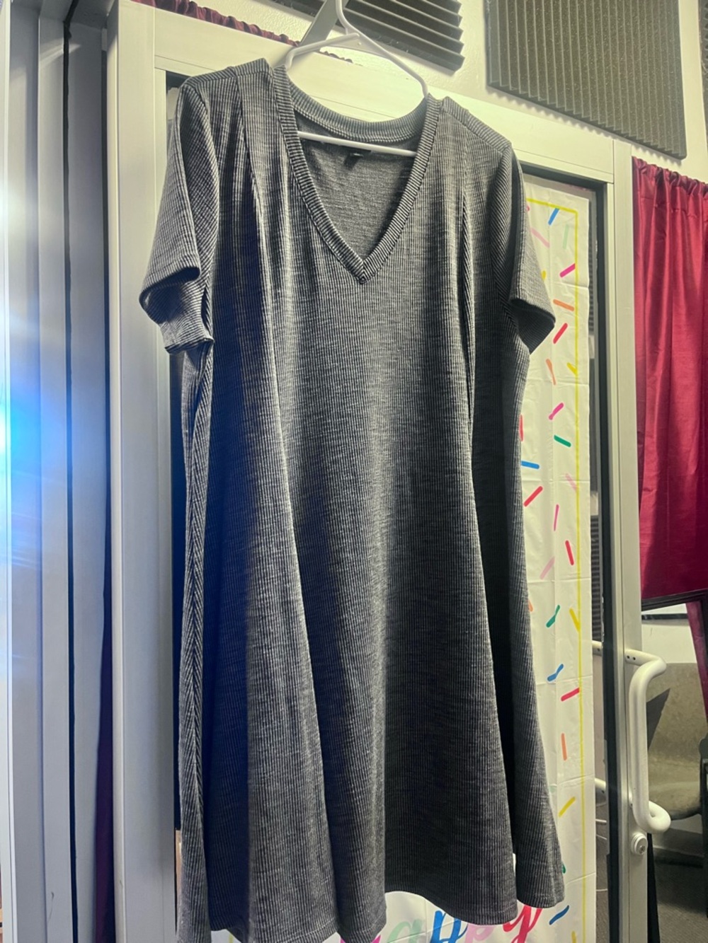 torrid Charcoal Gray Ribbed V-Neck Swing Dress